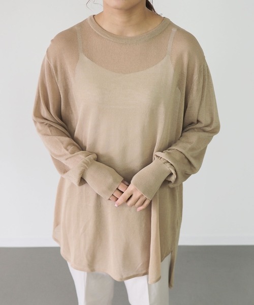 Riberry(リベリー)の「シアーニットチュニック(チュニック・レディース・ライトグレー/ネイビー/モカ/ベージュ・MEDIUM)」の2枚目の写真