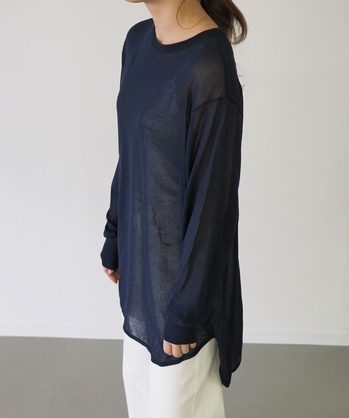 Riberry(リベリー)の「シアーニットチュニック(チュニック・レディース・ライトグレー/ネイビー/モカ/ベージュ・MEDIUM)」の6枚目の写真