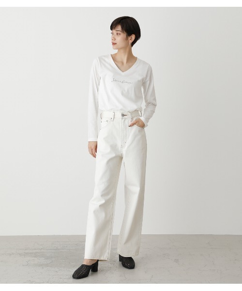 AZUL by moussy（アズールバイマウジー）の「SILENCE V NECK LONG SLEEVE/サイレントVネックロングスリーブ（Tシャツ/カットソー・レディース・ブラック/ライトカーキ/ライトパープル/オフホワイト・SMALL/MEDIUM）」の19枚目の写真