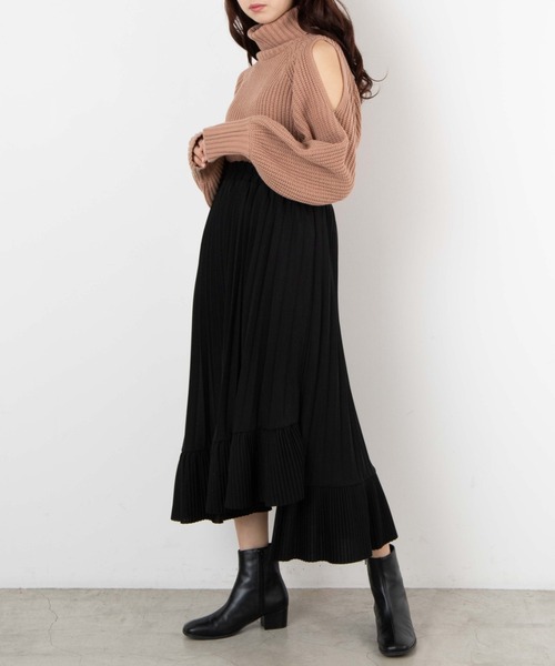 WEGO（ウィゴー）の「WEGO/アシメティアードロングスカート（スカート・レディース・ブラック/ピンク・FREE）」の3枚目の写真