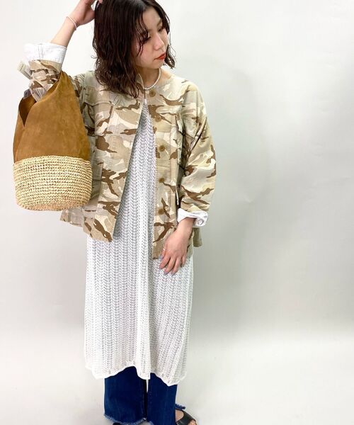 fredy emue(フレディエミュ)の「透かし柄ロングジレ(ニット/セーター・レディース・ブラック/オフホワイト/グリーン・38)」の13枚目の写真