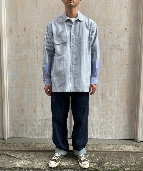 BROOKLYN OVERALL（ブルックリンオーバーオール）の「袖切り替えシャツ（シャツ/ブラウス・メンズ・ネイビー/イエロー・LARGE/MEDIUM）」の9枚目の写真