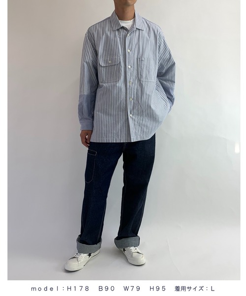 BROOKLYN OVERALL（ブルックリンオーバーオール）の「袖切り替えシャツ（シャツ/ブラウス・メンズ・ネイビー/イエロー・LARGE/MEDIUM）」の5枚目の写真