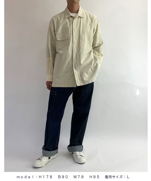 BROOKLYN OVERALL（ブルックリンオーバーオール）の「袖切り替えシャツ（シャツ/ブラウス・メンズ・ネイビー/イエロー・LARGE/MEDIUM）」の16枚目の写真