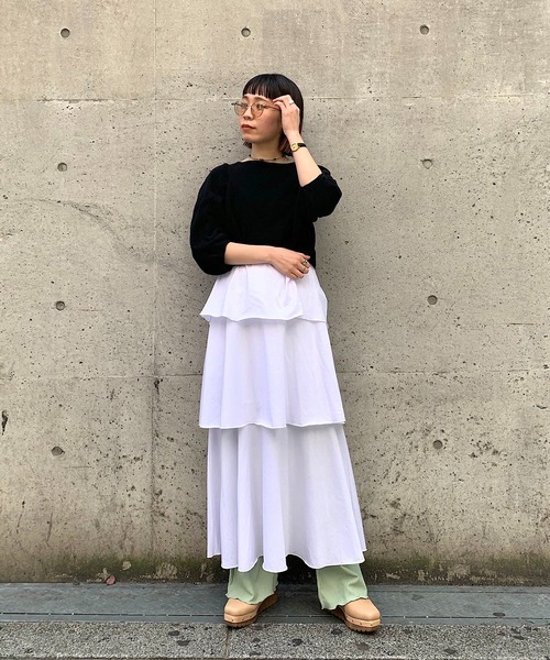 CIAOPANIC（チャオパニック）の「カットティアードスカート（スカート・レディース・オフホワイト/ブラック/ブルー・FREE）」の16枚目の写真