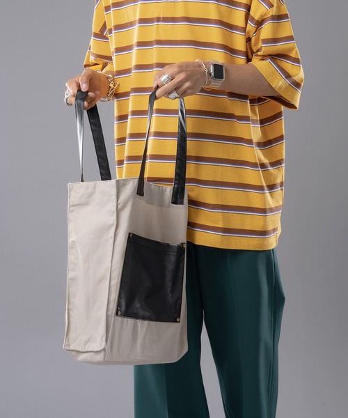 kutir（クティール）の「フェイクレザートートバッグ（トートバッグ・メンズ・ブラック/ベージュ・FREE）」の18枚目の写真