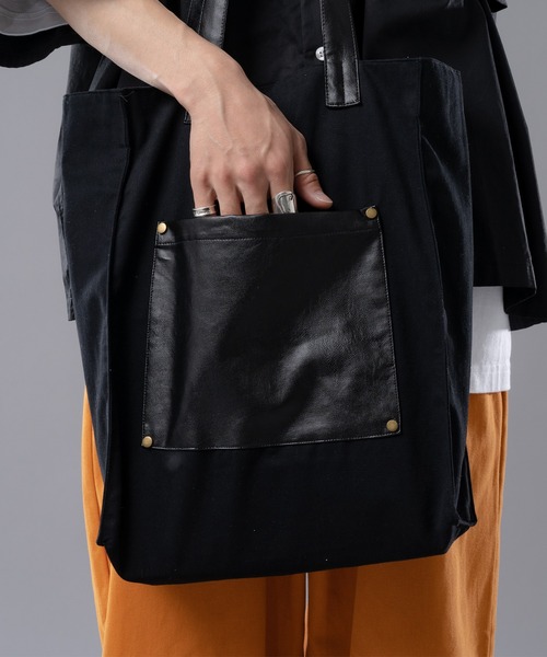 kutir（クティール）の「フェイクレザートートバッグ（トートバッグ・メンズ・ブラック/ベージュ・FREE）」の15枚目の写真