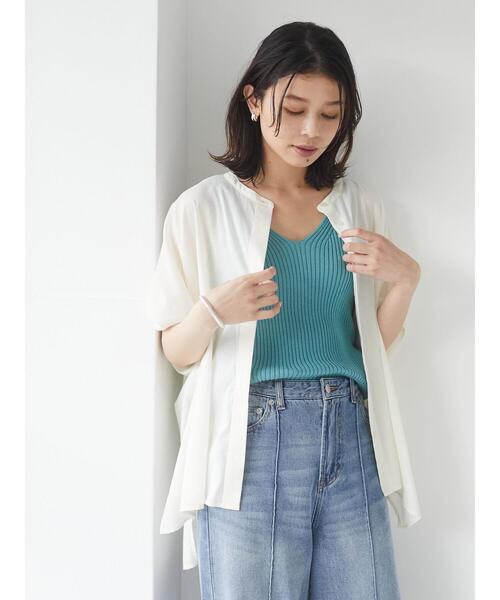 Green　Parks（グリーンパークス）の「フレンチスリーブビッグシャツ＊（シャツ/ブラウス・レディース・ブラック/イエロー/クリーム/グレイッシュベージュ・FREE）」の15枚目の写真