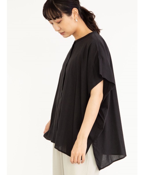 Green　Parks（グリーンパークス）の「フレンチスリーブビッグシャツ＊（シャツ/ブラウス・レディース・ブラック/イエロー/クリーム/グレイッシュベージュ・FREE）」の2枚目の写真