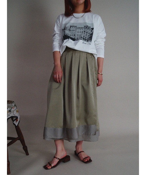 NICOLE CLUB(ニコル クラブ)の「【NICOLE CLUB】異素材切替巻きスカート風スカンツ(その他パンツ・レディース・ブラック/カーキ・MEDIUM)」の5枚目の写真