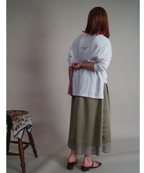 NICOLE CLUB(ニコル クラブ)の「【NICOLE CLUB】異素材切替巻きスカート風スカンツ(その他パンツ・レディース・ブラック/カーキ・MEDIUM)」の6枚目の写真