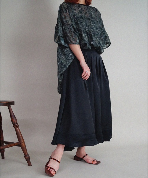 NICOLE CLUB(ニコル クラブ)の「【NICOLE CLUB】異素材切替巻きスカート風スカンツ(その他パンツ・レディース・ブラック/カーキ・MEDIUM)」の7枚目の写真