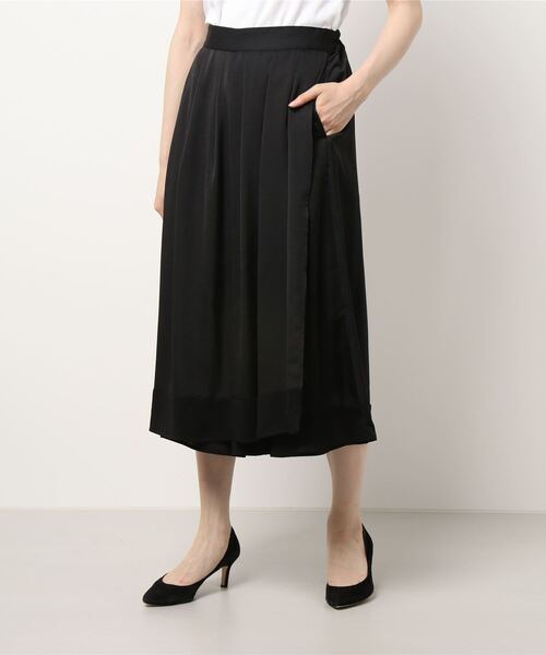 NICOLE CLUB(ニコル クラブ)の「【NICOLE CLUB】異素材切替巻きスカート風スカンツ(その他パンツ・レディース・ブラック/カーキ・MEDIUM)」の8枚目の写真