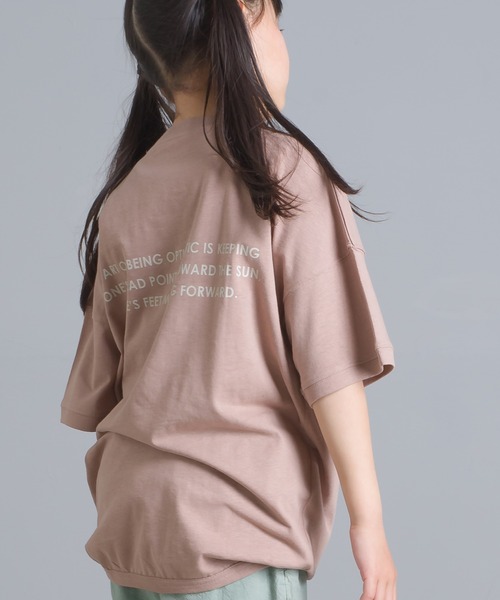 OMNES（オムネス）の「キッズ  綿麻カット ビッグ半袖プリントTシャツ（Tシャツ/カットソー・キッズ・ブラウン/パープル/ピンクベージュ/ネイビー/ホワイト/ブラック・100/140/110/120/130）」の6枚目の写真