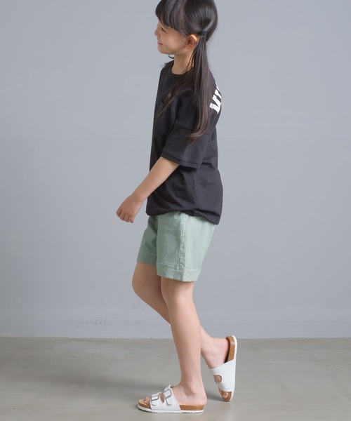 OMNES（オムネス）の「キッズ  綿麻カット ビッグ半袖プリントTシャツ（Tシャツ/カットソー・キッズ・ブラウン/パープル/ピンクベージュ/ネイビー/ホワイト/ブラック・100/140/110/120/130）」の8枚目の写真