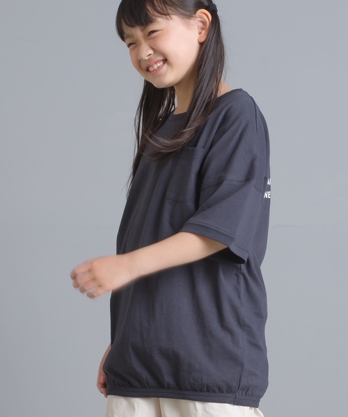 OMNES（オムネス）の「キッズ  綿麻カット ビッグ半袖プリントTシャツ（Tシャツ/カットソー・キッズ・ブラウン/パープル/ピンクベージュ/ネイビー/ホワイト/ブラック・100/140/110/120/130）」の20枚目の写真