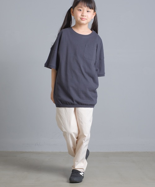 OMNES（オムネス）の「キッズ  綿麻カット ビッグ半袖プリントTシャツ（Tシャツ/カットソー・キッズ・ブラウン/パープル/ピンクベージュ/ネイビー/ホワイト/ブラック・100/140/110/120/130）」の9枚目の写真