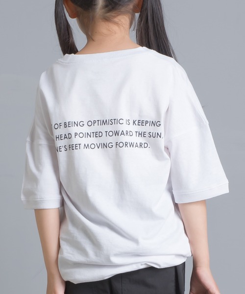 OMNES（オムネス）の「キッズ  綿麻カット ビッグ半袖プリントTシャツ（Tシャツ/カットソー・キッズ・ブラウン/パープル/ピンクベージュ/ネイビー/ホワイト/ブラック・100/140/110/120/130）」の7枚目の写真