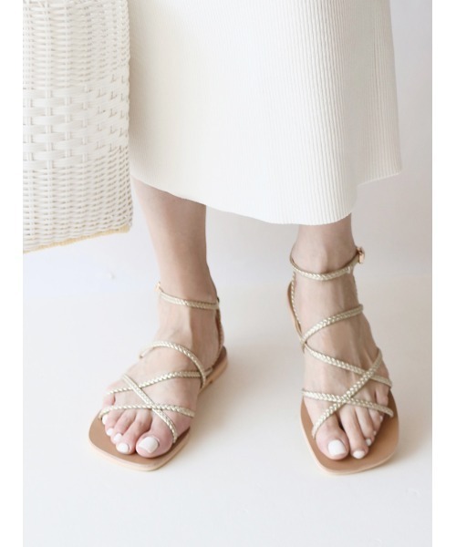 Fin（フィン）の「スクエアトゥグラディエーターサンダル（サンダル・レディース・ブラック/ゴールド/キャメル・LL/S/M/L）」の22枚目の写真