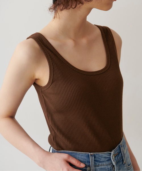 FREE'S MART（フリーズマート）の「テレコタンクトップ（タンクトップ・レディース・ホワイト/ブラック/ベージュ/ブラウン・FREE）」の4枚目の写真