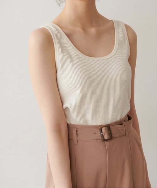 FREE'S MART（フリーズマート）の「テレコタンクトップ（タンクトップ・レディース・ホワイト/ブラック/ベージュ/ブラウン・FREE）」の2枚目の写真