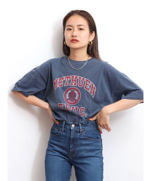 Ungrid(アングリッド)の「ビッグシルエットヴィンテージロゴTee(Tシャツ/カットソー・レディース・グリーン/ネイビー/レッド/ライトグレー・FREE)」の9枚目の写真