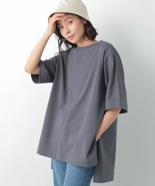 LEPSIM（レプシィム）の「マルチ機能チュニック２　950784（Tシャツ/カットソー・レディース・グレー/グリーン/キャメル/グレイッシュベージュ・FREE）」の2枚目の写真