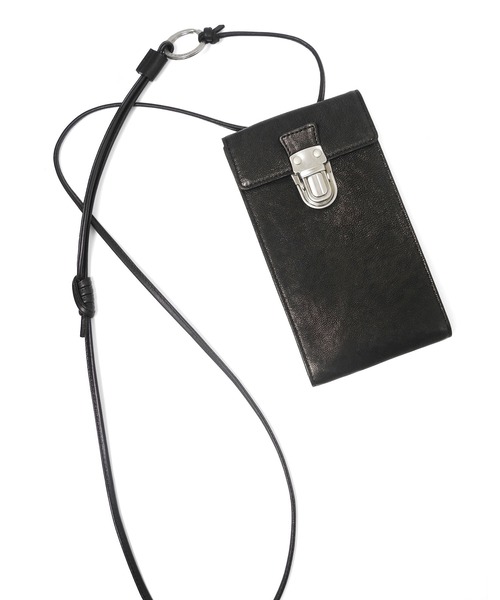 PATRICK STEPHAN（パトリックステファン）の「Leather cell phone small bag 'cartable'　ショルダーバッグ　スマホショルダー（ショルダーバッグ・メンズ・ブラック×ブラック/ブラック×シルバー・FREE）」の8枚目の写真