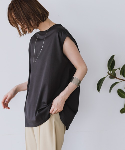 A part by（アパートバイ）の「Lohasy cot ルーズノースリーブ　952600（Tシャツ/カットソー・レディース・ベージュ/オフホワイト/チャコールグレー・FREE）」の9枚目の写真