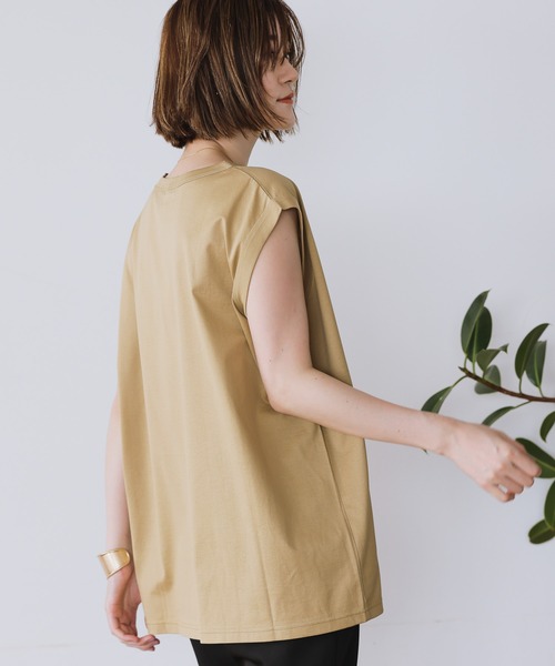 A part by（アパートバイ）の「Lohasy cot ルーズノースリーブ　952600（Tシャツ/カットソー・レディース・ベージュ/オフホワイト/チャコールグレー・FREE）」の15枚目の写真