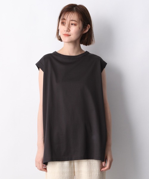 A part by（アパートバイ）の「Lohasy cot ルーズノースリーブ　952600（Tシャツ/カットソー・レディース・ベージュ/オフホワイト/チャコールグレー・FREE）」の12枚目の写真