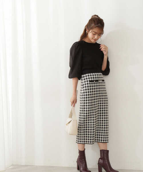 PROPORTION BODY DRESSING（プロポーションボディドレッシング）の「ギンガムタイトスカート / 1211220915（スカート・レディース・ブラック/ボルドー・MEDIUM/SMALL）」の16枚目の写真