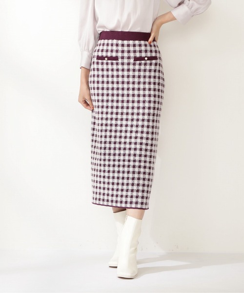PROPORTION BODY DRESSING（プロポーションボディドレッシング）の「ギンガムタイトスカート / 1211220915（スカート・レディース・ブラック/ボルドー・MEDIUM/SMALL）」の4枚目の写真