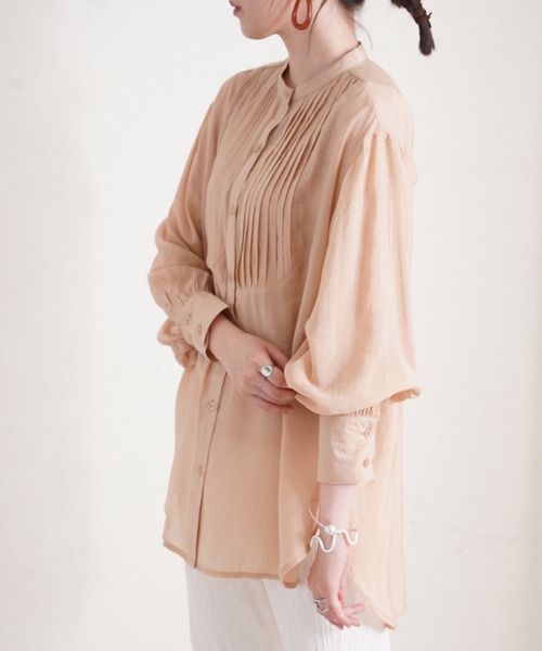 Fizz（フィズ）の「【Fizz/フィズ】　ピンタックシアーブラウス（シャツ/ブラウス・レディース・ブラック/オリーブ/サンドベージュ・M）」の3枚目の写真