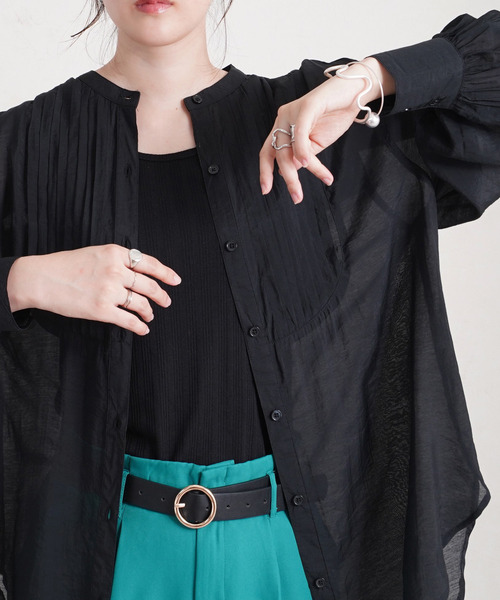 Fizz（フィズ）の「【Fizz/フィズ】　ピンタックシアーブラウス（シャツ/ブラウス・レディース・ブラック/オリーブ/サンドベージュ・M）」の8枚目の写真