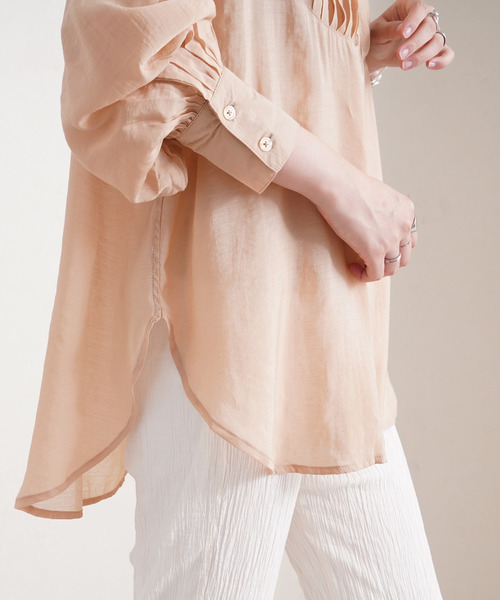 Fizz（フィズ）の「【Fizz/フィズ】　ピンタックシアーブラウス（シャツ/ブラウス・レディース・ブラック/オリーブ/サンドベージュ・M）」の9枚目の写真