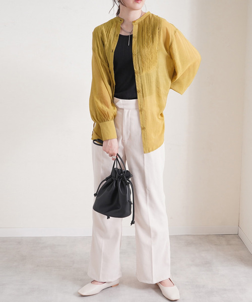 Fizz（フィズ）の「【Fizz/フィズ】　ピンタックシアーブラウス（シャツ/ブラウス・レディース・ブラック/オリーブ/サンドベージュ・M）」の12枚目の写真