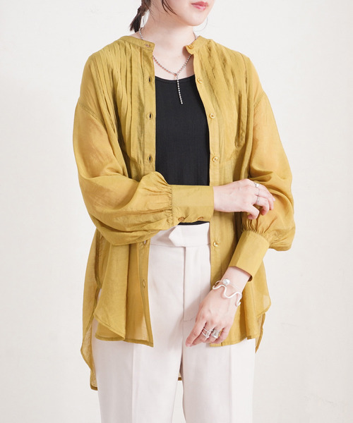 Fizz（フィズ）の「【Fizz/フィズ】　ピンタックシアーブラウス（シャツ/ブラウス・レディース・ブラック/オリーブ/サンドベージュ・M）」の7枚目の写真