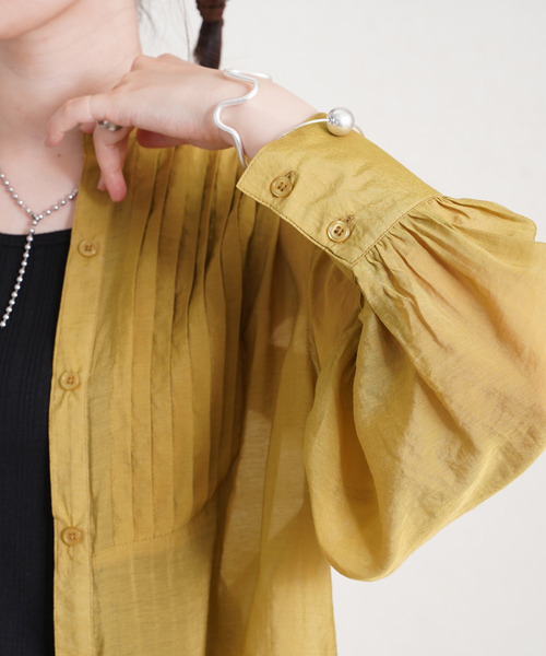 Fizz（フィズ）の「【Fizz/フィズ】　ピンタックシアーブラウス（シャツ/ブラウス・レディース・ブラック/オリーブ/サンドベージュ・M）」の21枚目の写真