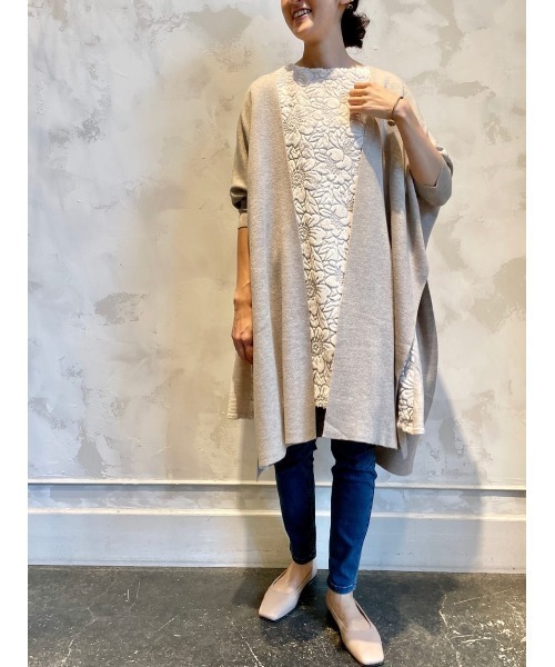 BEARDSLEY（ビアズリー）の「カーディガンやニットブルゾンをあわせても今も楽しめるファー刺繍チュニック（ニット/セーター・レディース・ブラック/ベージュ・FREE）」の18枚目の写真