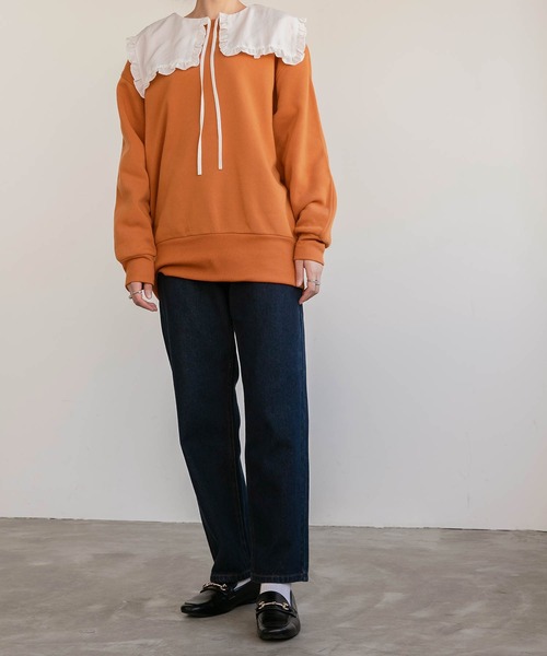 BONLECILL（ボンルシール）の「ビッグシルエット スウェット クルーネック プルオーバー（スウェット・レディース・ブラック/ベージュ/ブラウン/グレー/オレンジ/ブルー/アイボリー・FREE）」の10枚目の写真