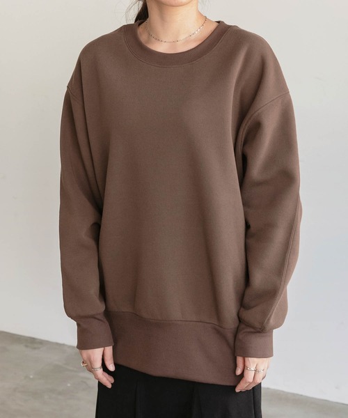 BONLECILL（ボンルシール）の「ビッグシルエット スウェット クルーネック プルオーバー（スウェット・レディース・ブラック/ベージュ/ブラウン/グレー/オレンジ/ブルー/アイボリー・FREE）」の14枚目の写真