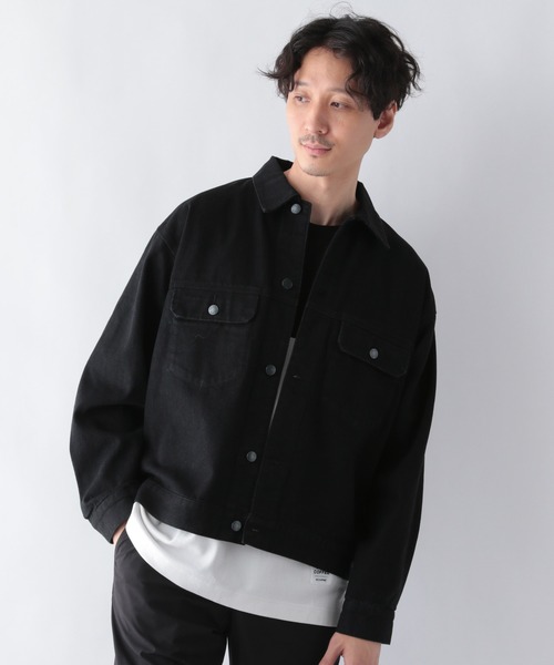 GLOBAL WORK（グローバルワーク）の「デニムCPOジャケット/215078（デニムジャケット・メンズ・ブラック/ネイビー/サックスブルー・MEDIUM/LARGE/SMALL）」の4枚目の写真