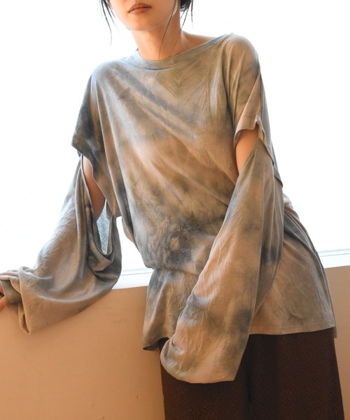 Alley by w closet（アリーバイダブルクローゼット）の「【Alley】タイダイロンTee（Tシャツ/カットソー・レディース・アイボリー/モカ/ブルー・FREE）」の3枚目の写真