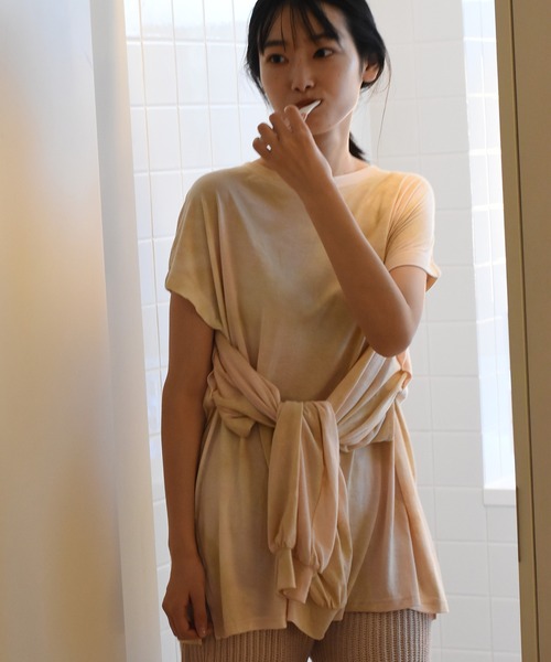 Alley by w closet（アリーバイダブルクローゼット）の「【Alley】タイダイロンTee（Tシャツ/カットソー・レディース・アイボリー/モカ/ブルー・FREE）」の2枚目の写真