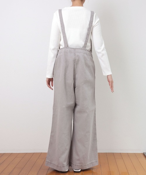 andme（アンドミー）の「コットンツイルデニムサロペット ワイドパンツ（サロペット/オーバーオール・レディース・ブラック/グレー/オフホワイト/カーキ/ケミカルウォッシュ・M/L）」の15枚目の写真