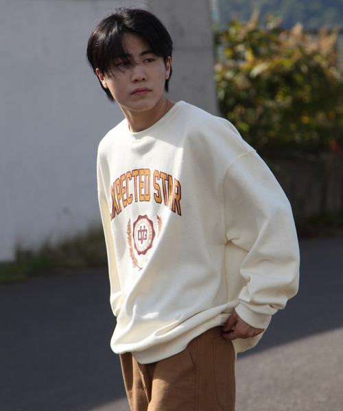 ZIP FIVE（ジップファイブ）の「【ZIP FIVE】【肉厚】ビッグシルエットカレッジロゴスウェット（スウェット・レディース・ブラック/グレー/オートミール/ブラック系/ネイビー系/ダークグリーン/カーキ/グレー系/ホワイト/ネイビー/チャコール/アイボリー/ホワイト系/アイボリー系・X-LARGE/LARGE/MEDIUM）」の4枚目の写真