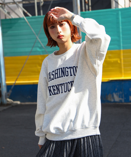 ZIP FIVE（ジップファイブ）の「【ZIP FIVE】【肉厚】ビッグシルエットカレッジロゴスウェット（スウェット・レディース・ブラック/グレー/オートミール/ブラック系/ネイビー系/ダークグリーン/カーキ/グレー系/ホワイト/ネイビー/チャコール/アイボリー/ホワイト系/アイボリー系・X-LARGE/LARGE/MEDIUM）」の10枚目の写真