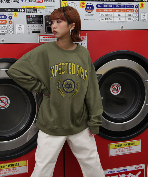 ZIP FIVE（ジップファイブ）の「【ZIP FIVE】【肉厚】ビッグシルエットカレッジロゴスウェット（スウェット・レディース・ブラック/グレー/オートミール/ブラック系/ネイビー系/ダークグリーン/カーキ/グレー系/ホワイト/ネイビー/チャコール/アイボリー/ホワイト系/アイボリー系・X-LARGE/LARGE/MEDIUM）」の12枚目の写真