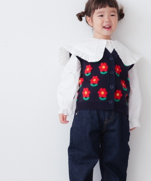 LOWRYS FARM(ローリーズファーム)の「ガラニットベスト 237118(ベスト・キッズ・ベージュ/ネイビー/ブルー系その他・110cm/120cm/130cm)」の3枚目の写真